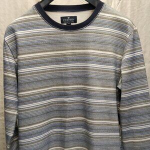 Blue variable stripe pattern crewneck sweater